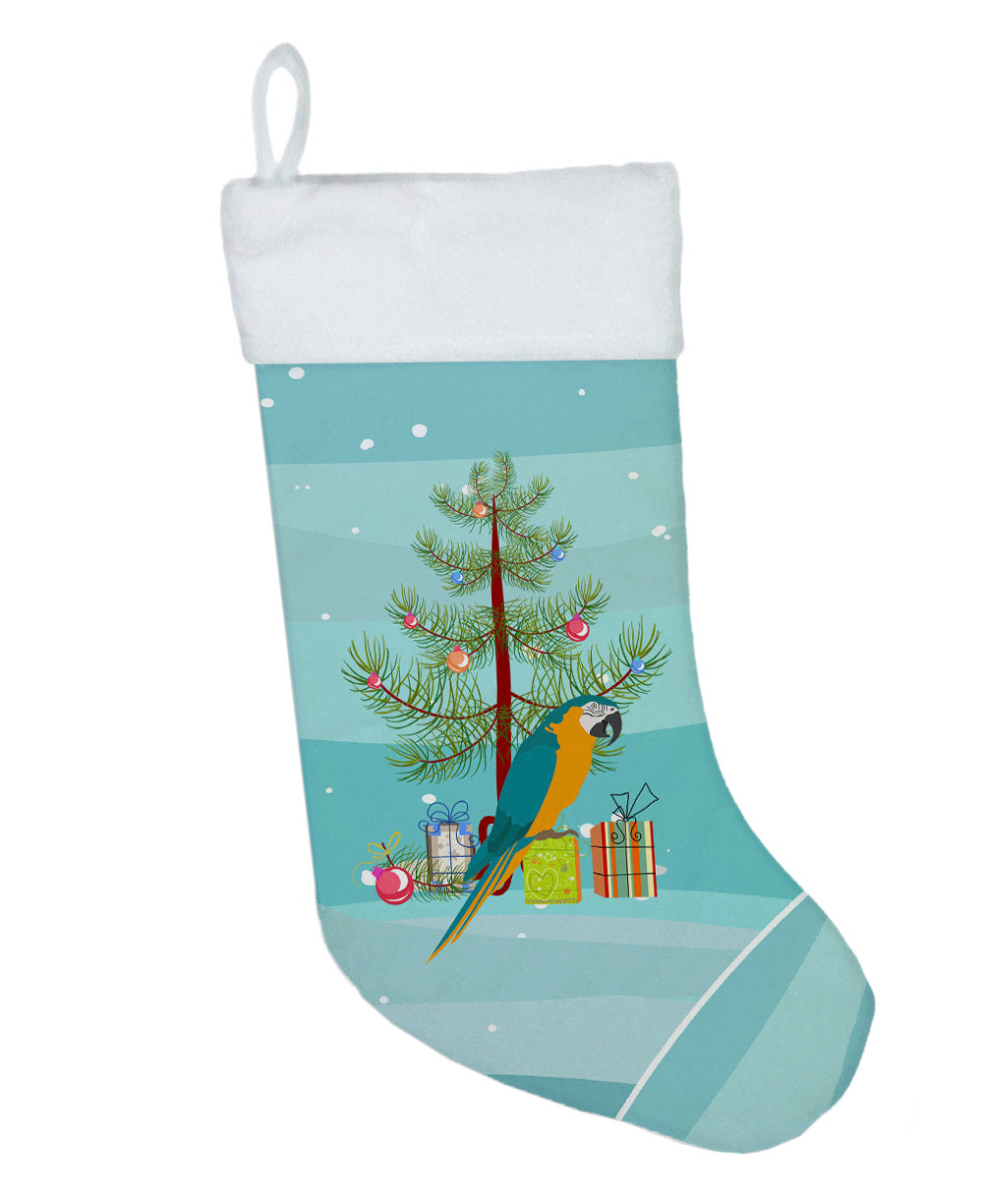 Macaw Merry Christmas Holiday Stocking Double-Sided Print, Polyester Suede,11x18, Made in USA