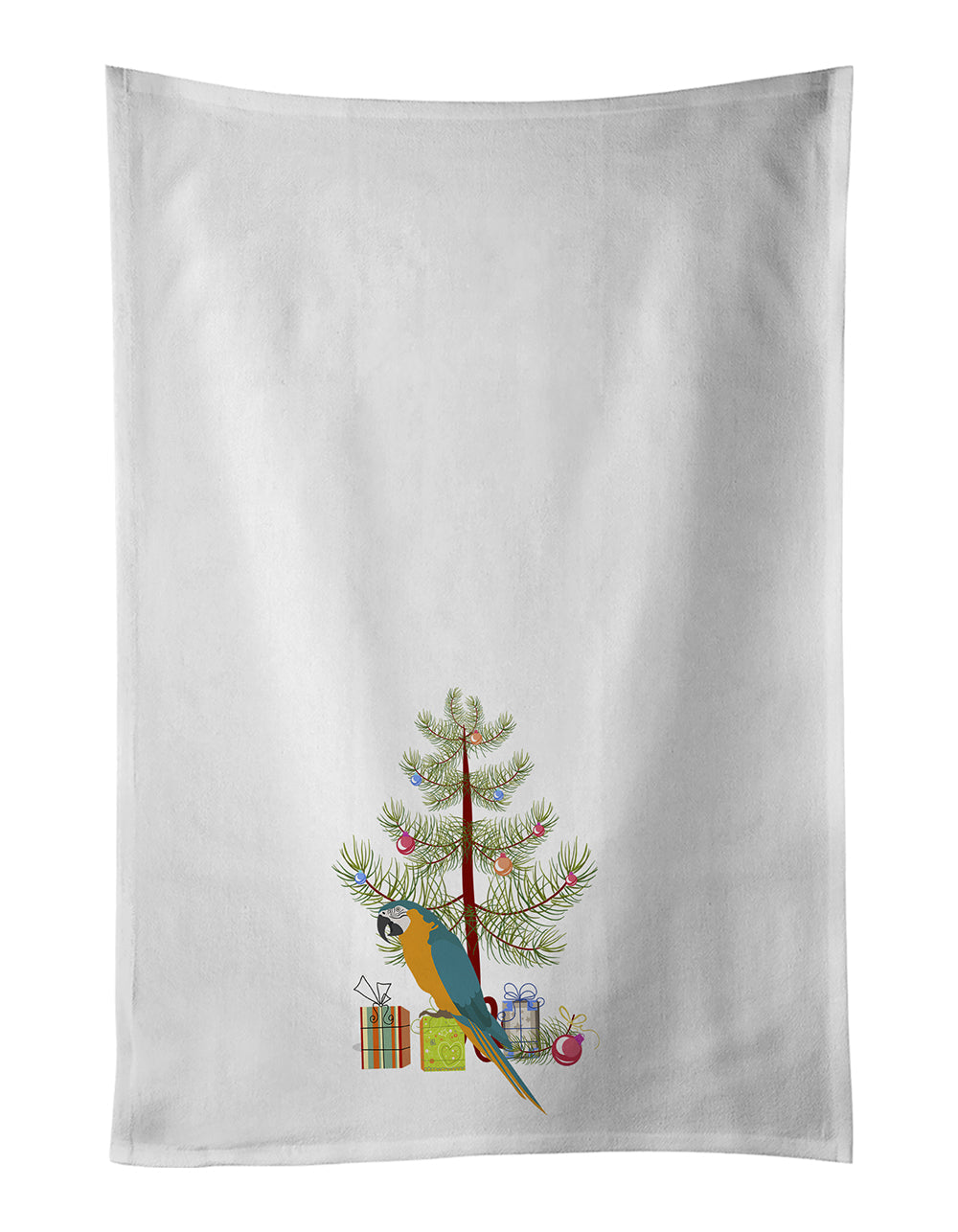 Macaw Merry Christmas Kitchen Towel Set of 2 White Dish Towels Decorative Bathroom Hand towel for Hand, Face, Hair, Yoga, Tea, Dishcloth, 19 X 28", White
