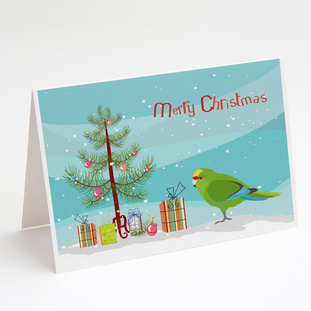 New Zealand Parakeet Merry Christmas Greeting Cards Pack of 8 Blank Cards with Envelopes Whimsical A7 Size 5x7