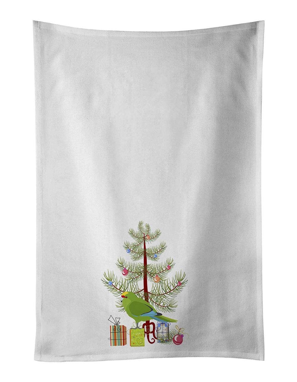 New Zealand Parakeet Merry Christmas Kitchen Towel Set of 2 White Dish Towels Decorative Bathroom Hand towel for Hand, Face, Hair, Yoga, Tea, Dishcloth, 19 X 28", White