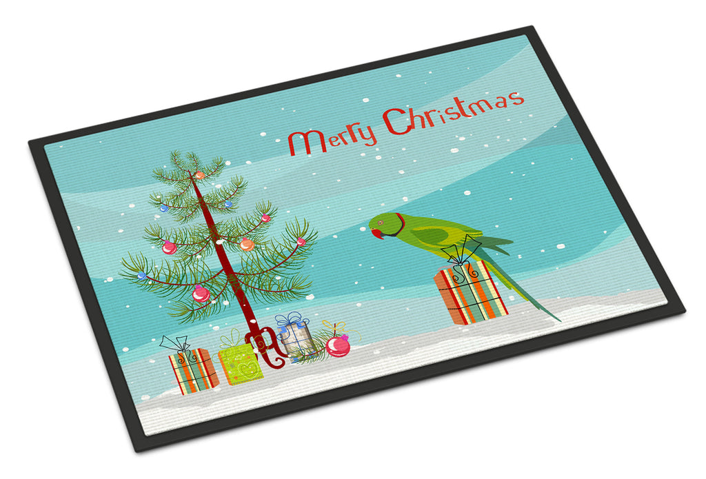 Ring-Necked Parakeet Merry Christmas Doormat Indoor Outdoor 24H X 36W Front Door Mat Rugs for Entryway, Non Slip Washable Low Pile,
