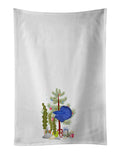 Delta Tail Betta Fish Merry Christmas Kitchen Towel Set of 2 White Dish Towels Decorative Bathroom Hand towel for Hand, Face, Hair, Yoga, Tea, Dishcloth, 19 X 28", White
