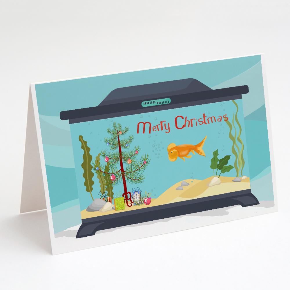Bubble Eyed Goldfish Merry Christmas Greeting Cards Pack of 8 Blank Cards with Envelopes Whimsical A7 Size 5x7