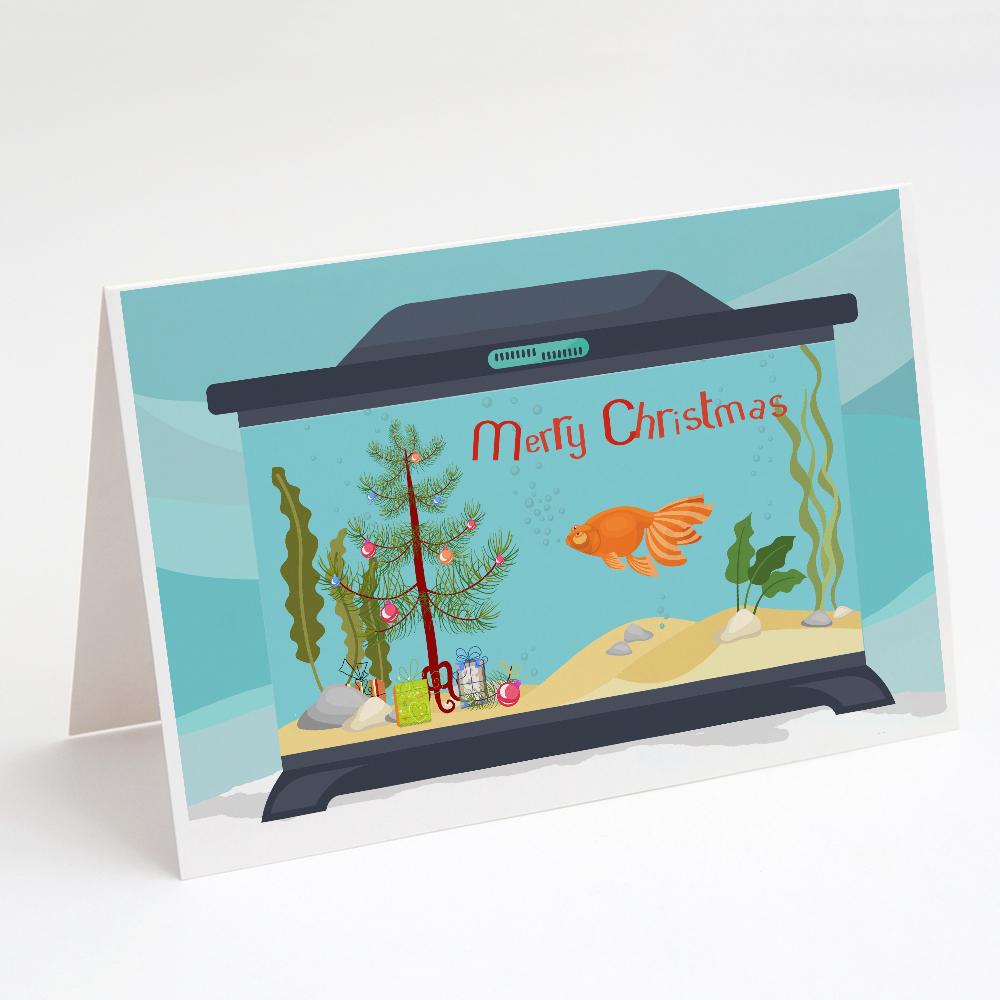 Celestial Eye Goldfish Merry Christmas Greeting Cards Pack of 8 Blank Cards with Envelopes Whimsical A7 Size 5x7