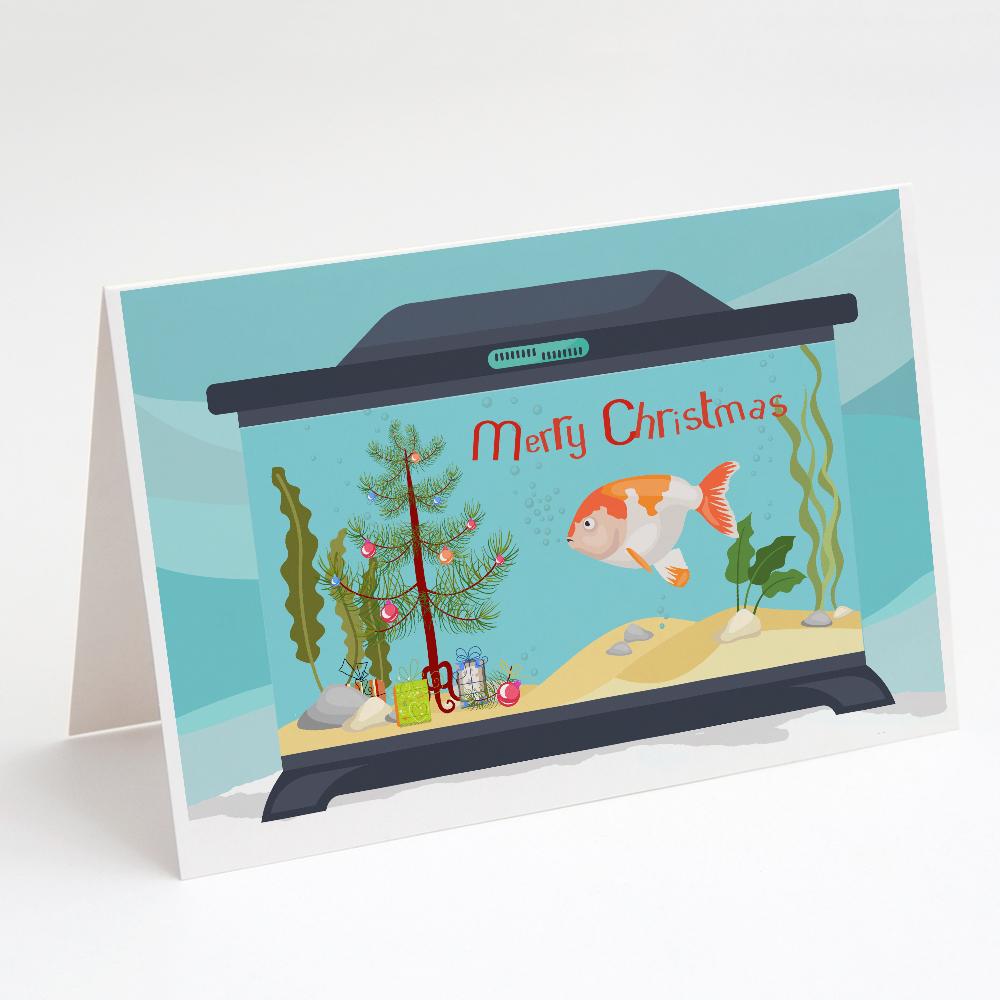 Lionhead Goldfish Merry Christmas Greeting Cards Pack of 8 Blank Cards with Envelopes Whimsical A7 Size 5x7