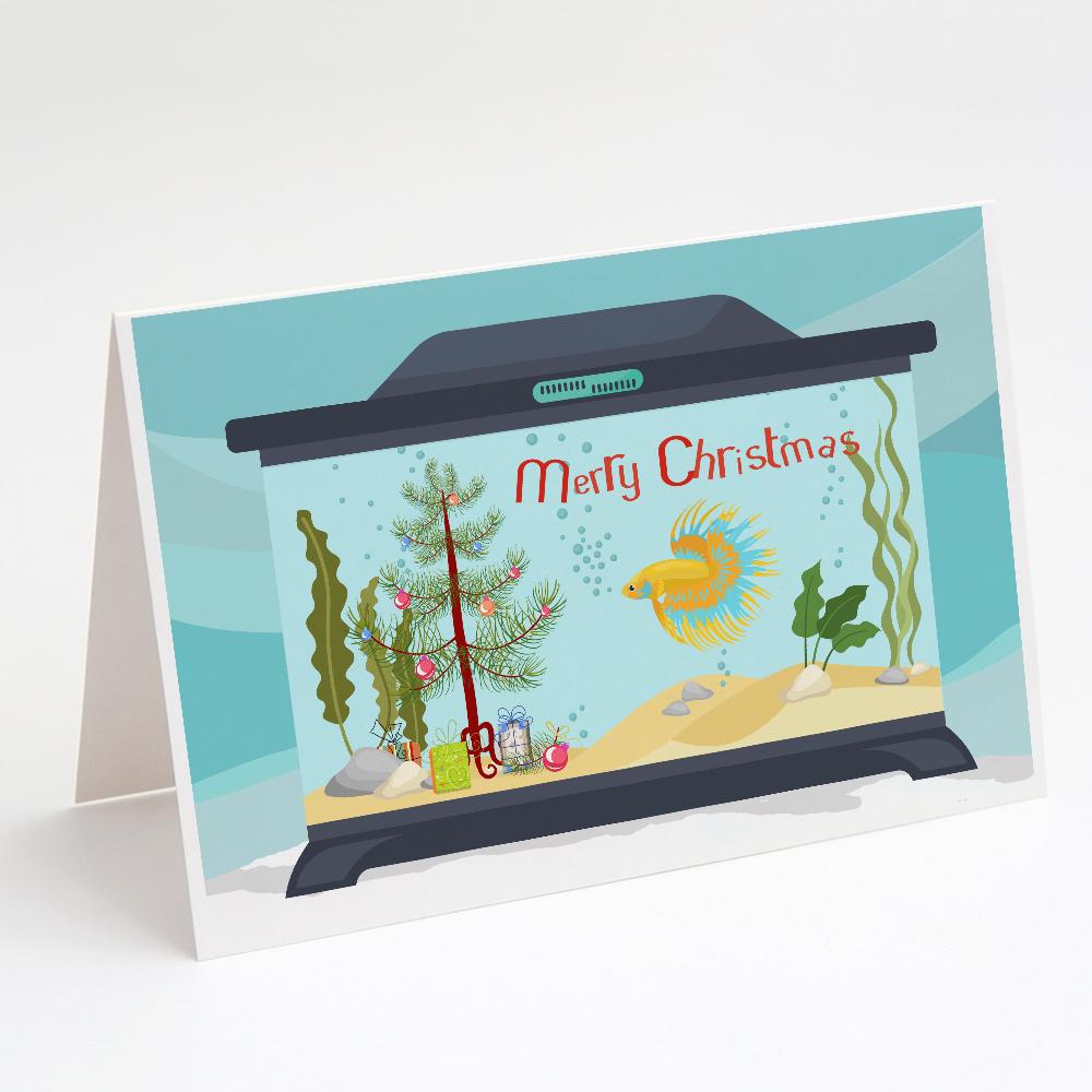 CrownTail Betta Merry Christmas Greeting Cards Pack of 8 Blank Cards with Envelopes Whimsical A7 Size 5x7