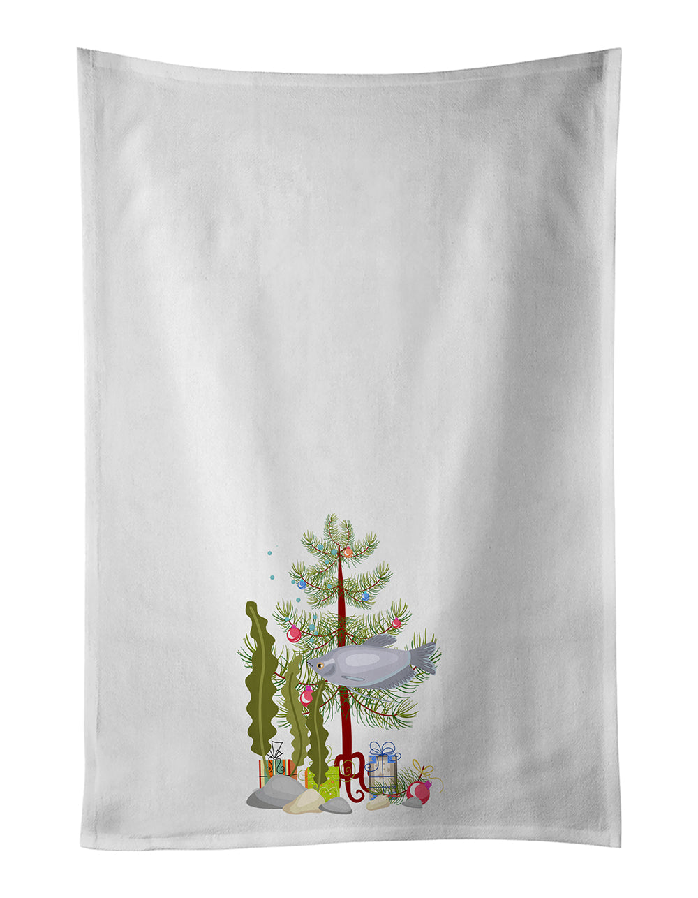 Moonlight Gourami Merry Christmas Kitchen Towel Set of 2 White Dish Towels Decorative Bathroom Hand towel for Hand, Face, Hair, Yoga, Tea, Dishcloth, 19 X 28", White