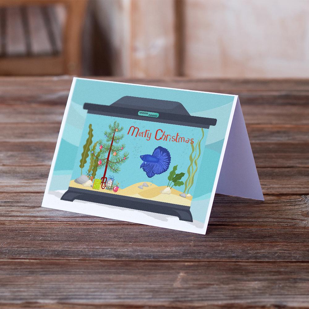 Super Delta Tail Betta Merry Christmas Greeting Cards Pack of 8 Blank Cards with Envelopes Whimsical A7 Size 5x7