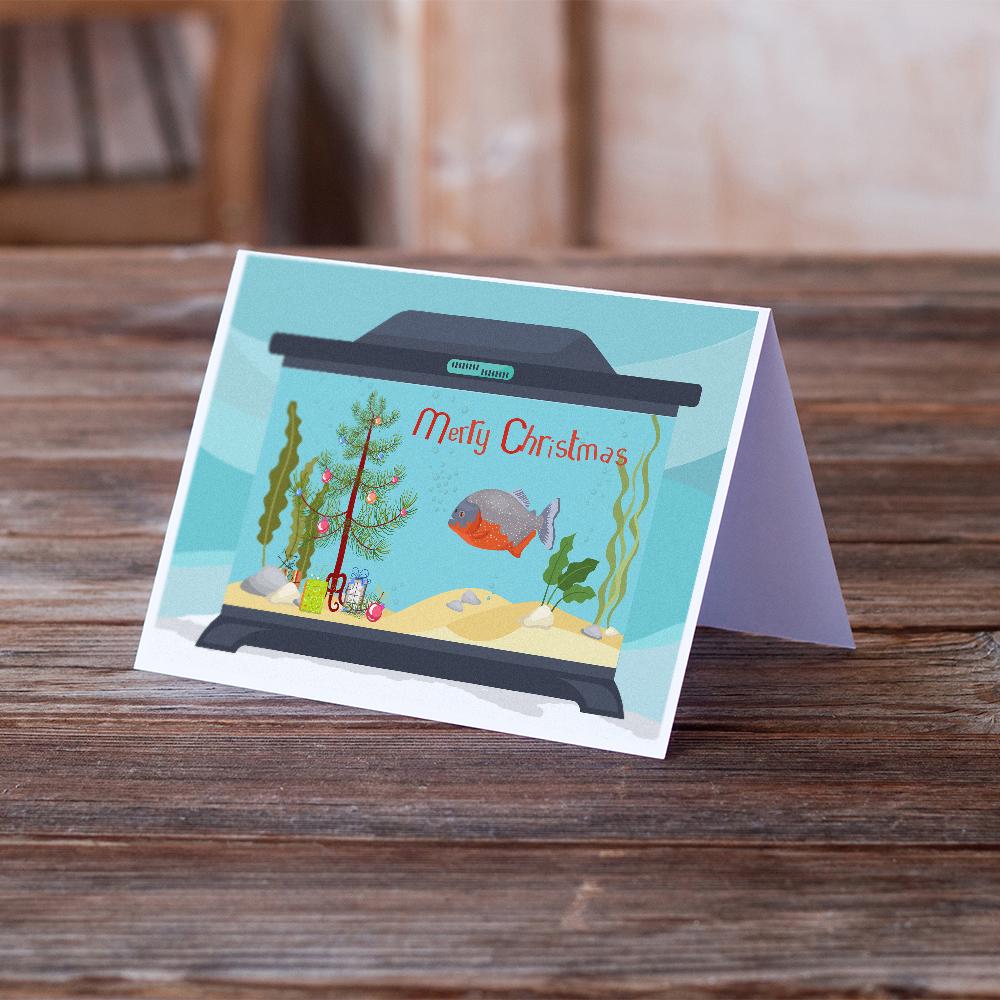Piranha Merry Christmas Greeting Cards Pack of 8 Blank Cards with Envelopes Whimsical A7 Size 5x7