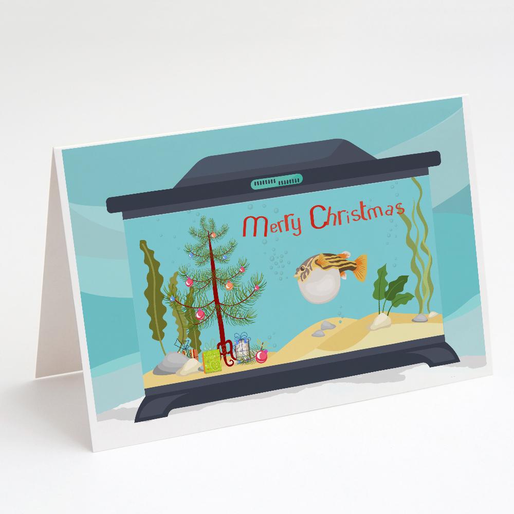 Puffer Fish Merry Christmas Greeting Cards Pack of 8 Blank Cards with Envelopes Whimsical A7 Size 5x7