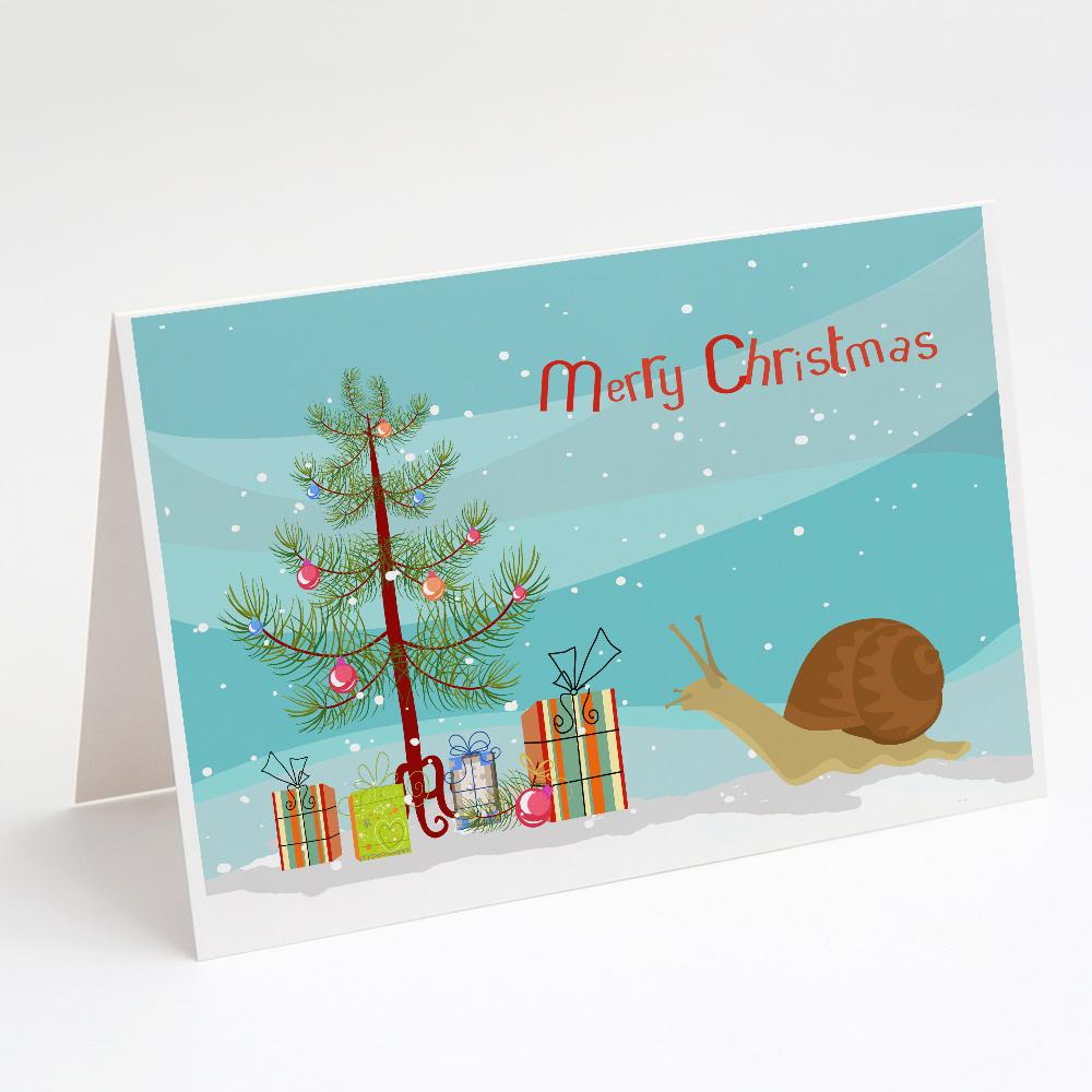 Garden Snail Merry Christmas Greeting Cards Pack of 8 Blank Cards with Envelopes Whimsical A7 Size 5x7
