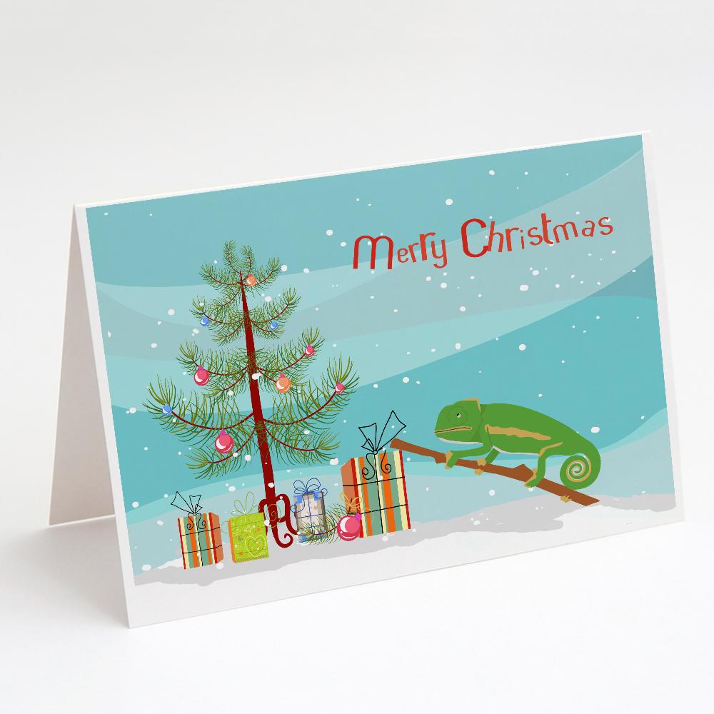 Chameleon Merry Christmas Greeting Cards Pack of 8 Blank Cards with Envelopes Whimsical A7 Size 5x7