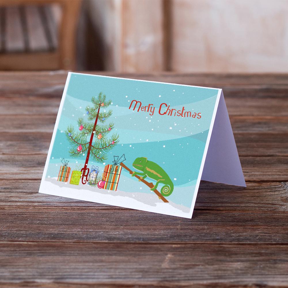 Chameleon Merry Christmas Greeting Cards Pack of 8 Blank Cards with Envelopes Whimsical A7 Size 5x7