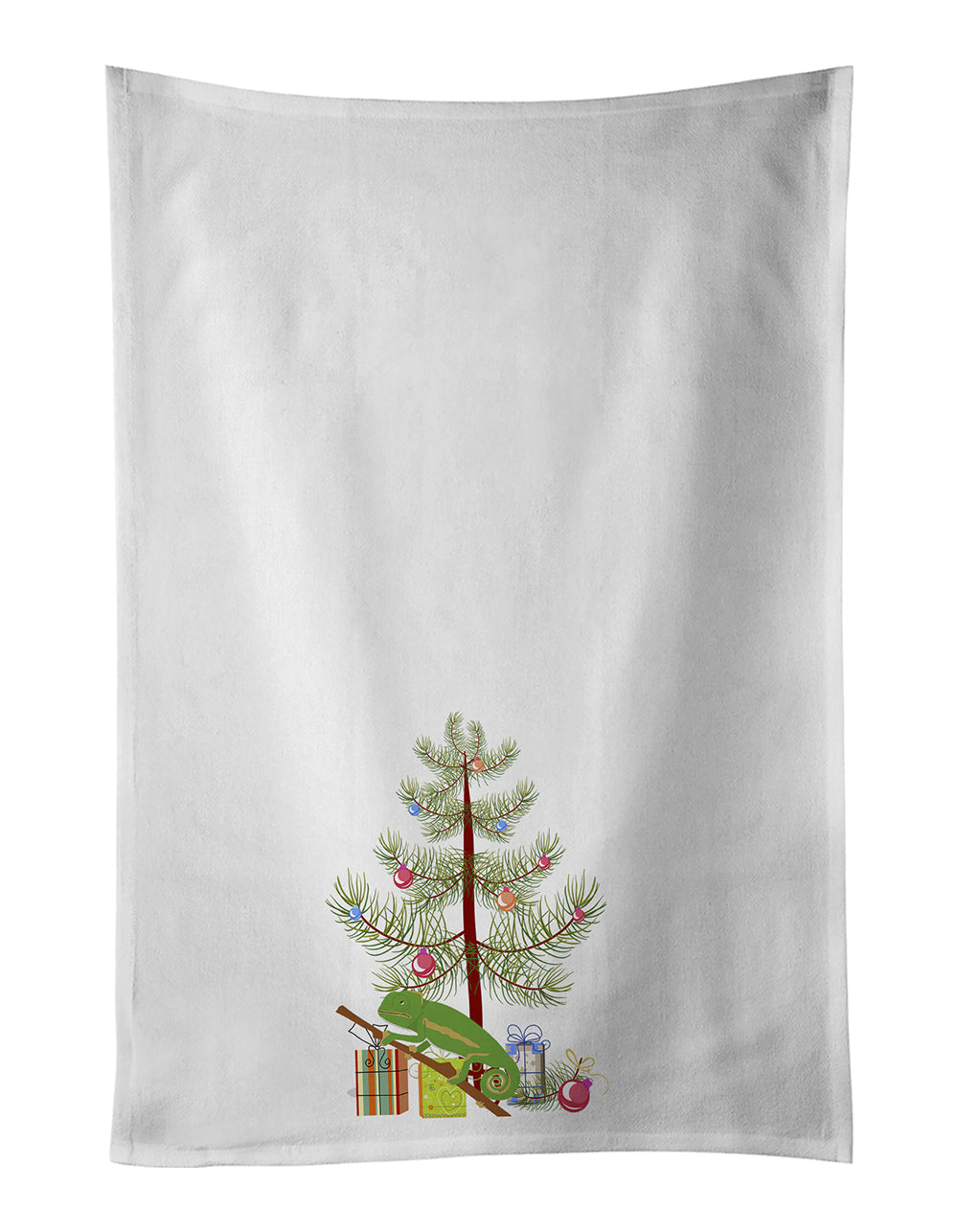Chameleon Merry Christmas Kitchen Towel Set of 2 White Dish Towels Decorative Bathroom Hand towel for Hand, Face, Hair, Yoga, Tea, Dishcloth, 19 X 28", White