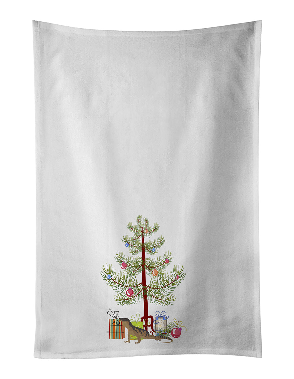 Monitor Lizard Merry Christmas Kitchen Towel Set of 2 White Dish Towels Decorative Bathroom Hand towel for Hand, Face, Hair, Yoga, Tea, Dishcloth, 19 X 28", White