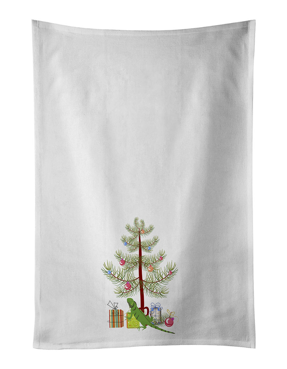 Iguana Merry Christmas Kitchen Towel Set of 2 White Dish Towels Decorative Bathroom Hand towel for Hand, Face, Hair, Yoga, Tea, Dishcloth, 19 X 28", White