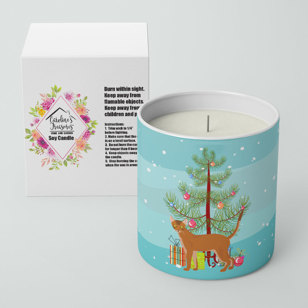 Red Abyssinian Cat Christmas Decorative Soy Candle Nature Soy Wax Essential Oil Home Decor Ideal for Bedroom Kitchen Bath Office Gift, 10 oz