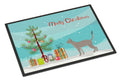 Blue Abyssinian Cat Christmas Doormat Indoor Outdoor 24H X 36W Front Door Mat Rugs for Entryway, Non Slip Washable Low Pile,