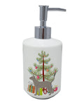 Blue Abyssinian Cat Christmas Ceramic Soap Dispenser , Empty Refillable Hand Soap Pump Bottle for Bathroom Kitchen