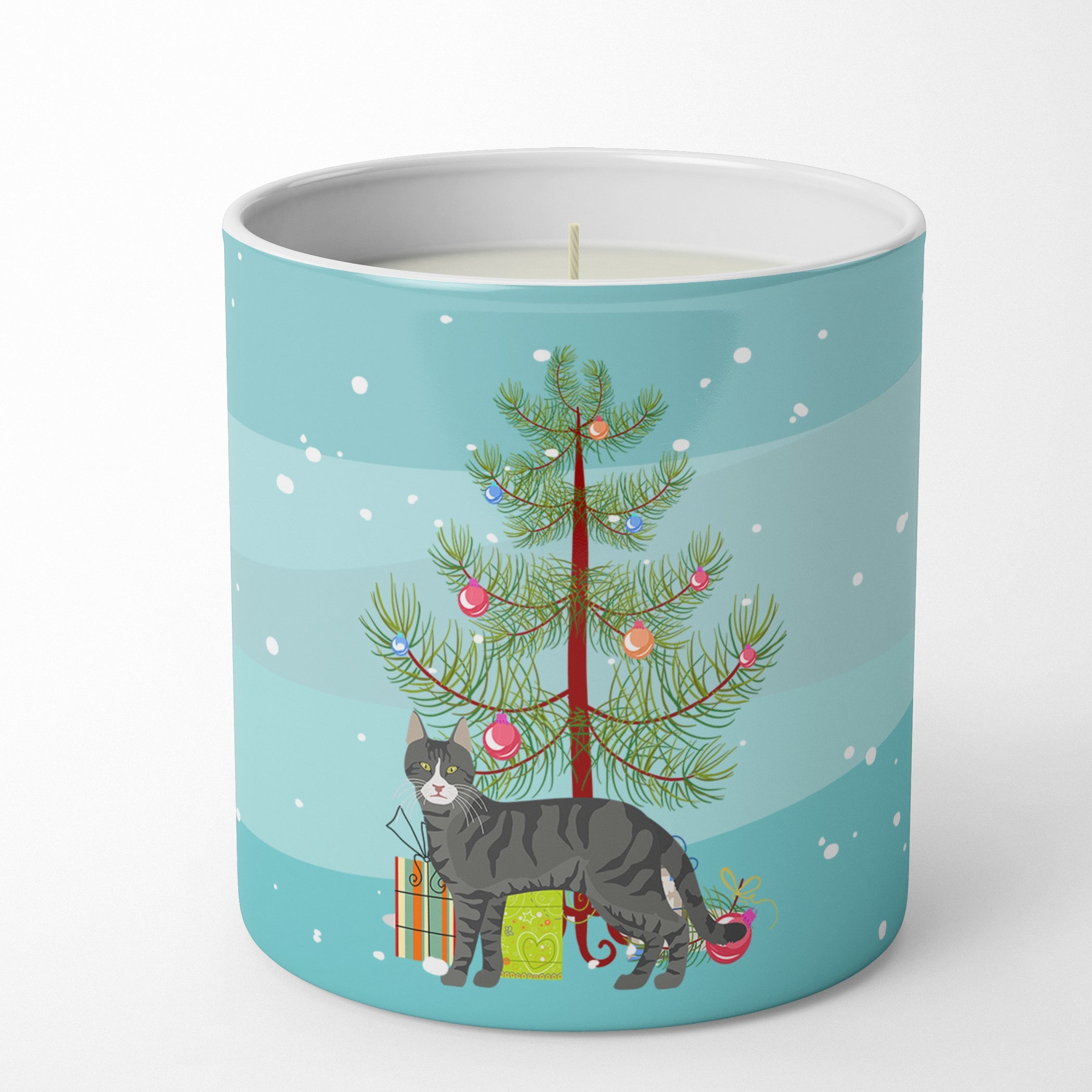 Tricolour Aegean Cat Christmas Decorative Soy Candle Nature Soy Wax Essential Oil Home Decor Ideal for Bedroom Kitchen Bath Office Gift, 10 oz