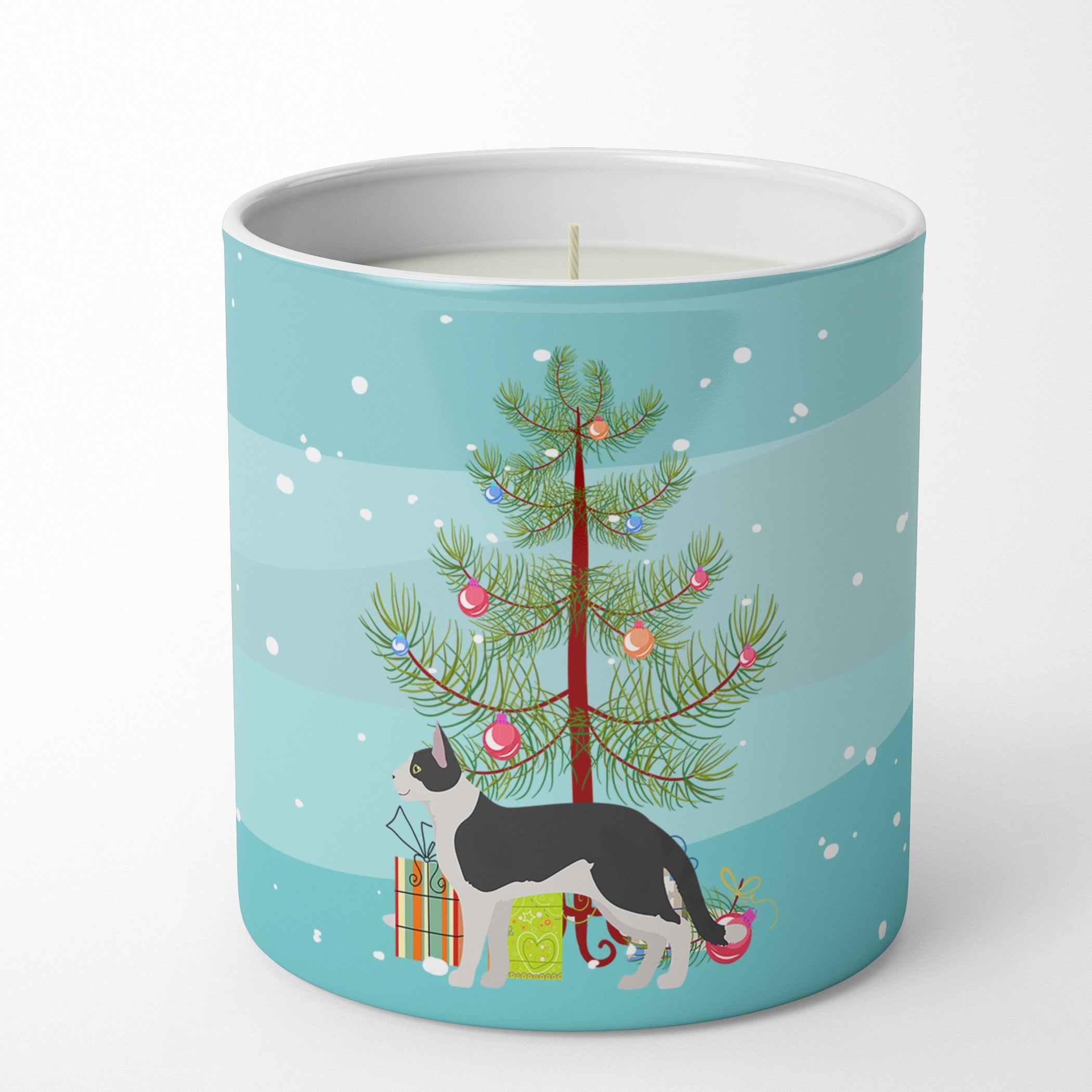 Bicolour Aegean Cat Christmas Decorative Soy Candle Nature Soy Wax Essential Oil Home Decor Ideal for Bedroom Kitchen Bath Office Gift, 10 oz