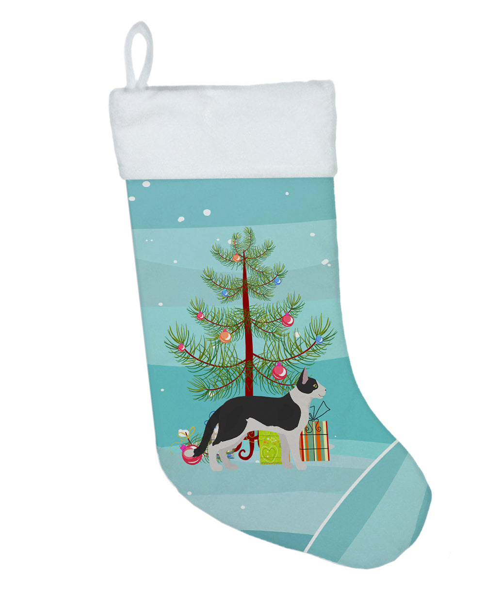 Bicolour Aegean Cat Christmas Holiday Stocking Double-Sided Print, Polyester Suede,11x18, Made in USA