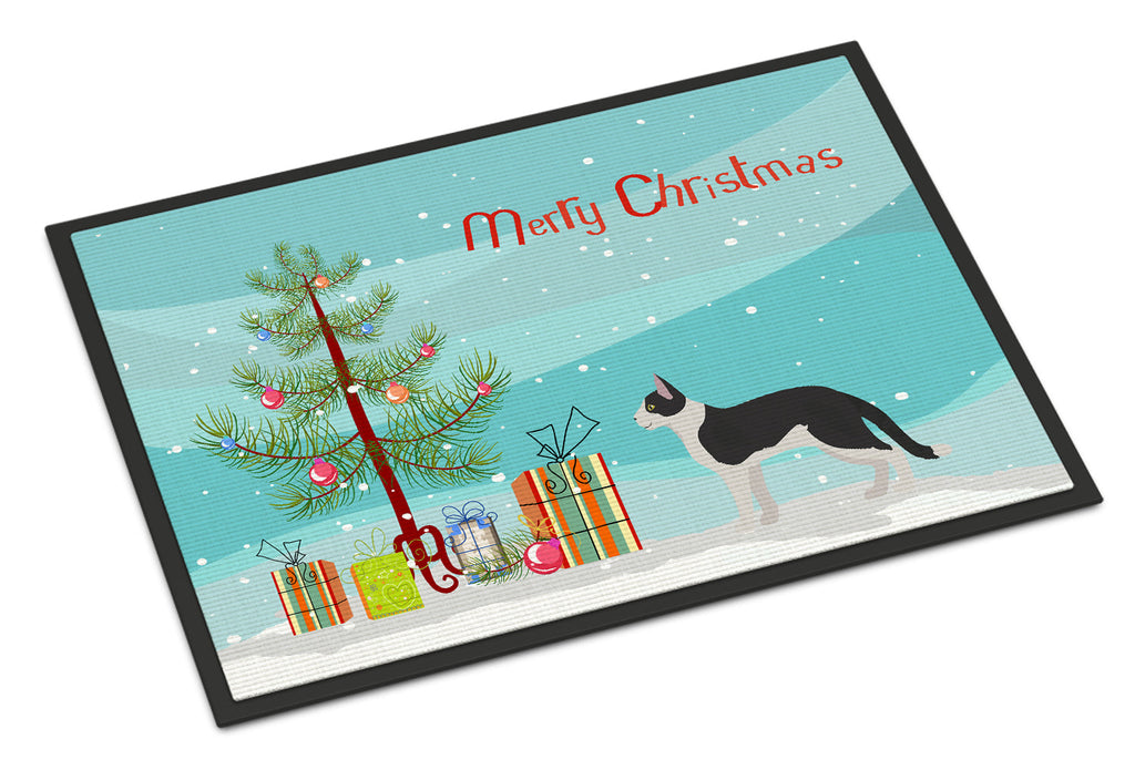 Bicolour Aegean Cat Christmas Doormat Indoor Outdoor 24H X 36W Front Door Mat Rugs for Entryway, Non Slip Washable Low Pile,