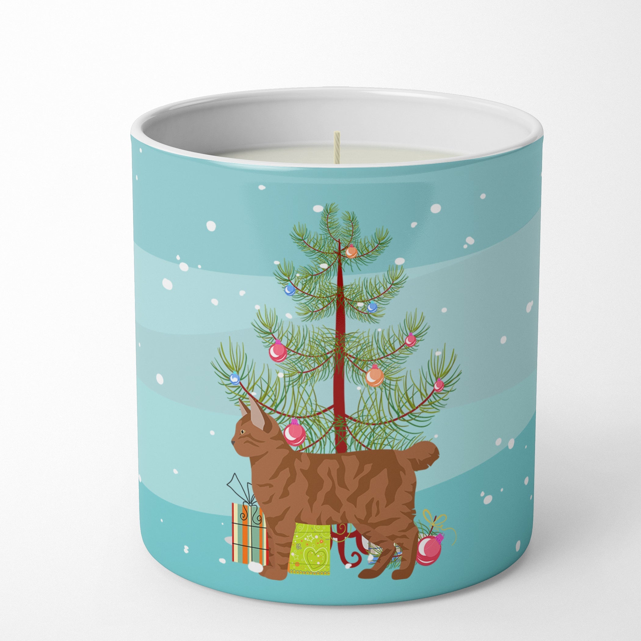 American Bobtail Cat Christmas Decorative Soy Candle Nature Soy Wax Essential Oil Home Decor Ideal for Bedroom Kitchen Bath Office Gift, 10 oz