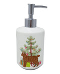 American Bobtail Cat Christmas Ceramic Soap Dispenser , Empty Refillable Hand Soap Pump Bottle for Bathroom Kitchen