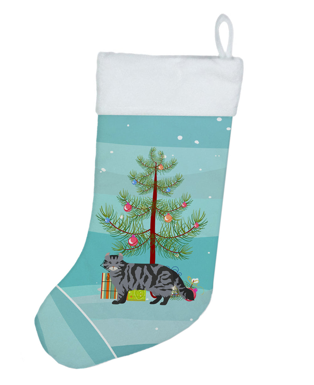 American Curl Cat Christmas Holiday Stocking Double-Sided Print, Polyester Suede,11x18, Made in USA