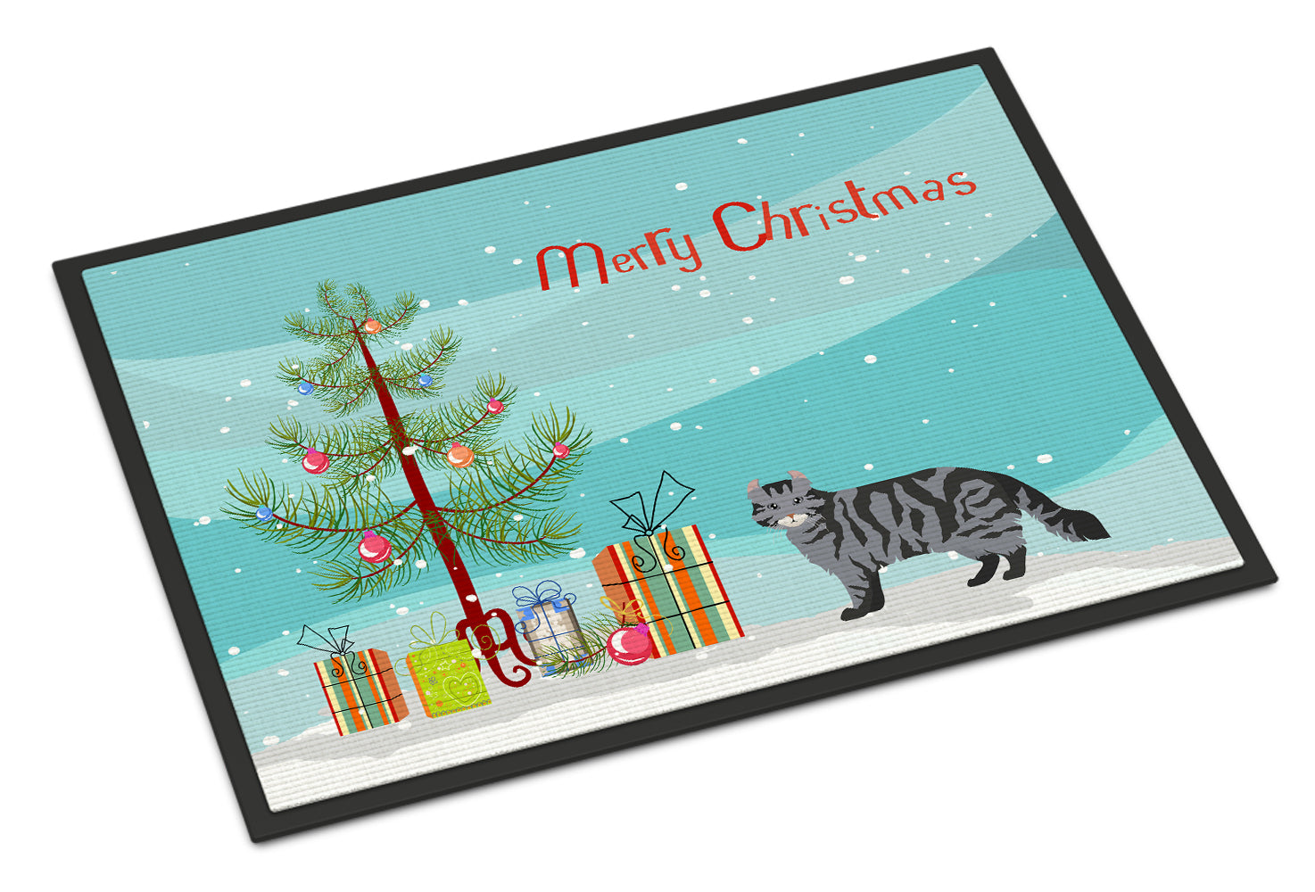 American Curl Cat Christmas Doormat Indoor Outdoor 18H X 27W Front Door Mat Rugs for Entryway, Non Slip Washable