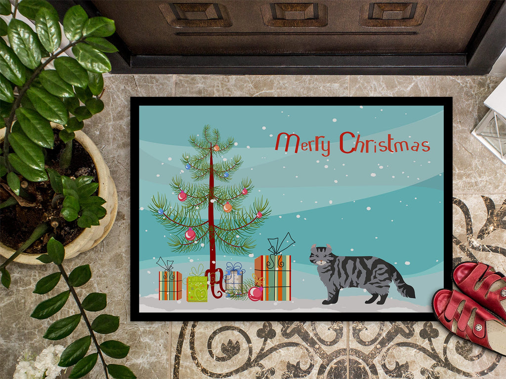 American Curl Cat Christmas Doormat Indoor Outdoor 18H X 27W Front Door Mat Rugs for Entryway, Non Slip Washable