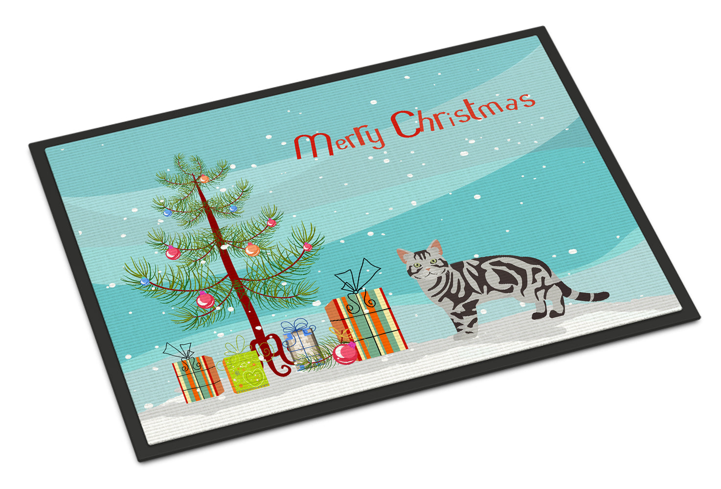 American Shorthair Cat Christmas Doormat Indoor Outdoor 24H X 36W Front Door Mat Rugs for Entryway, Non Slip Washable Low Pile,