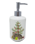 American Wirehair Cat Christmas Ceramic Soap Dispenser , Empty Refillable Hand Soap Pump Bottle for Bathroom Kitchen