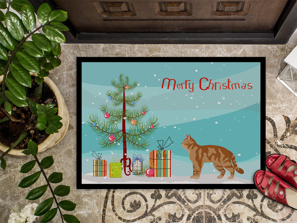 American Wirehair Cat Christmas Doormat Indoor Outdoor 24H X 36W Front Door Mat Rugs for Entryway, Non Slip Washable Low Pile,