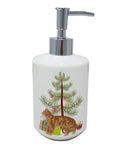 American Wirehair Cat Christmas Ceramic Soap Dispenser , Empty Refillable Hand Soap Pump Bottle for Bathroom Kitchen