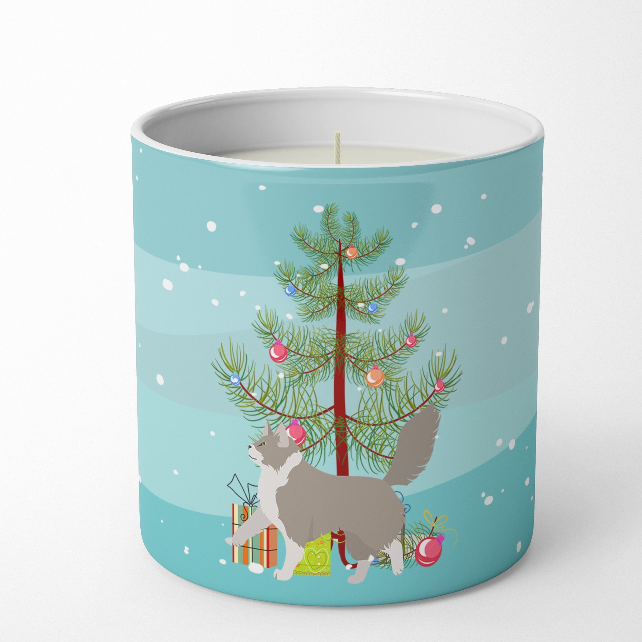 Asian Semi Longhaired Cat Christmas Decorative Soy Candle Nature Soy Wax Essential Oil Home Decor Ideal for Bedroom Kitchen Bath Office Gift, 10 oz