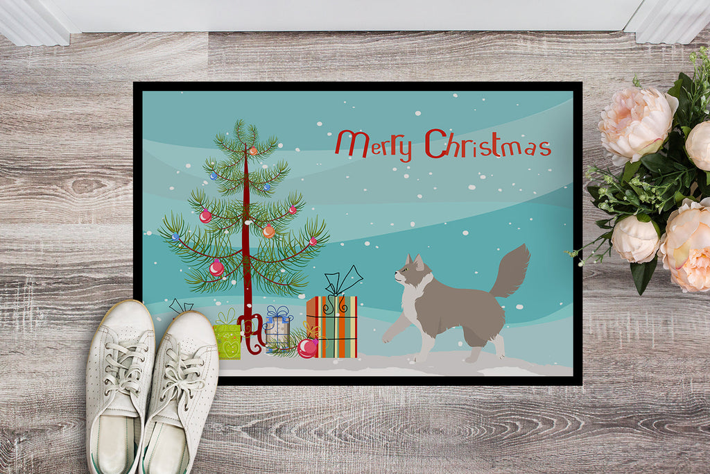Asian Semi Longhaired Cat Christmas Doormat Indoor Outdoor 18H X 27W Front Door Mat Rugs for Entryway, Non Slip Washable