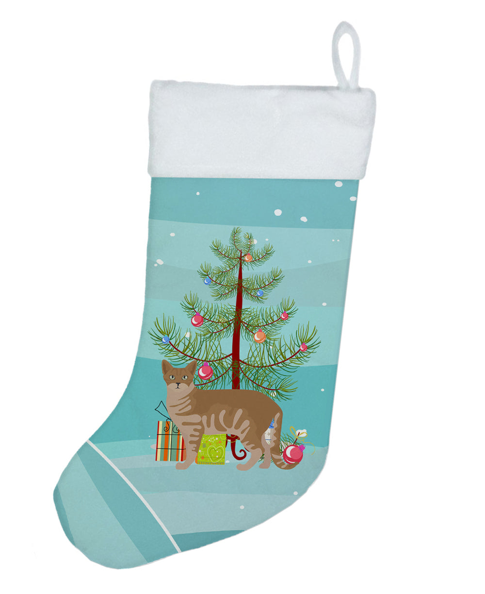 Australian Mist Cat Christmas Holiday Stocking Double-Sided Print, Polyester Suede,11x18, Made in USA