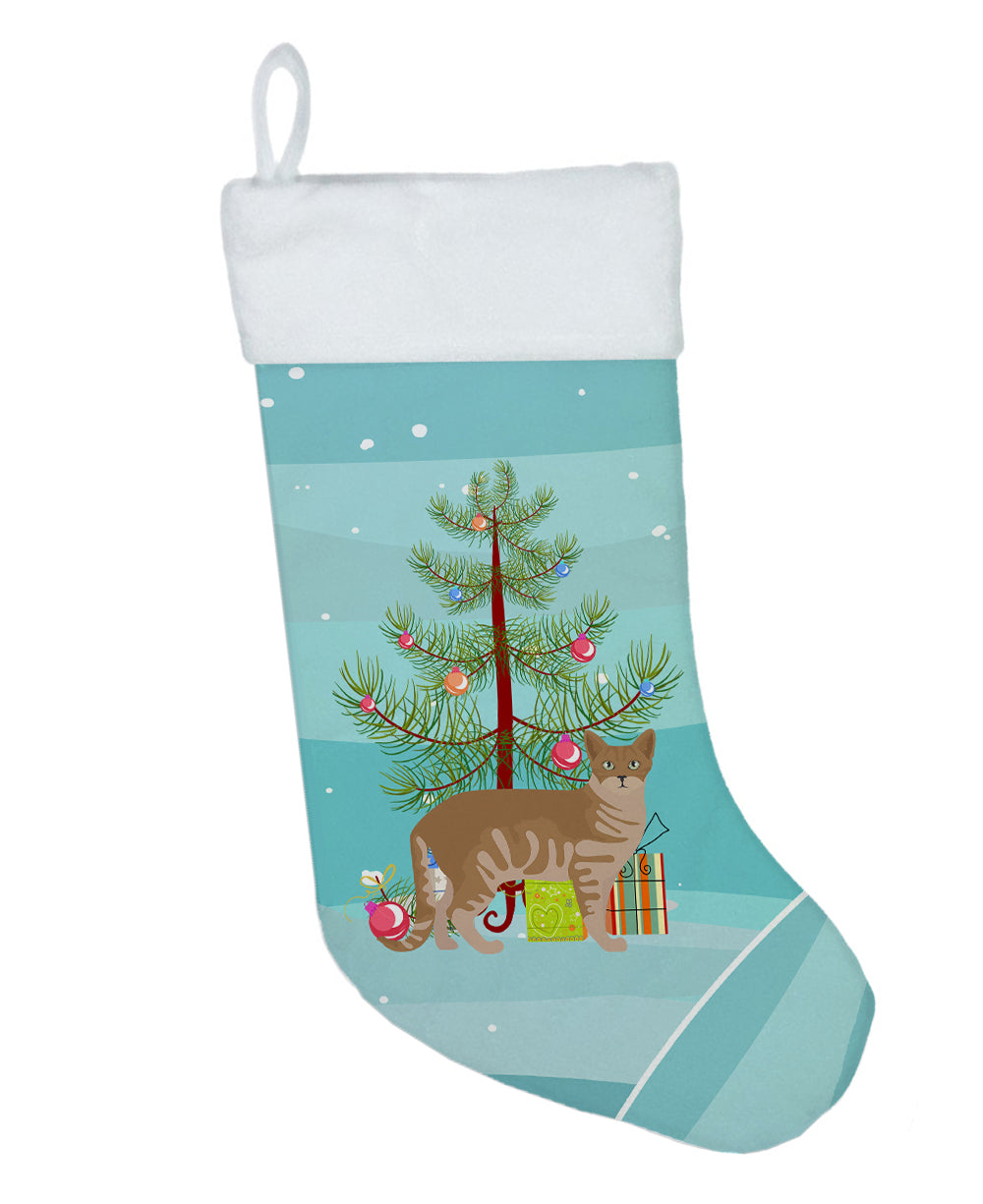 Australian Mist Cat Christmas Holiday Stocking Double-Sided Print, Polyester Suede,11x18, Made in USA