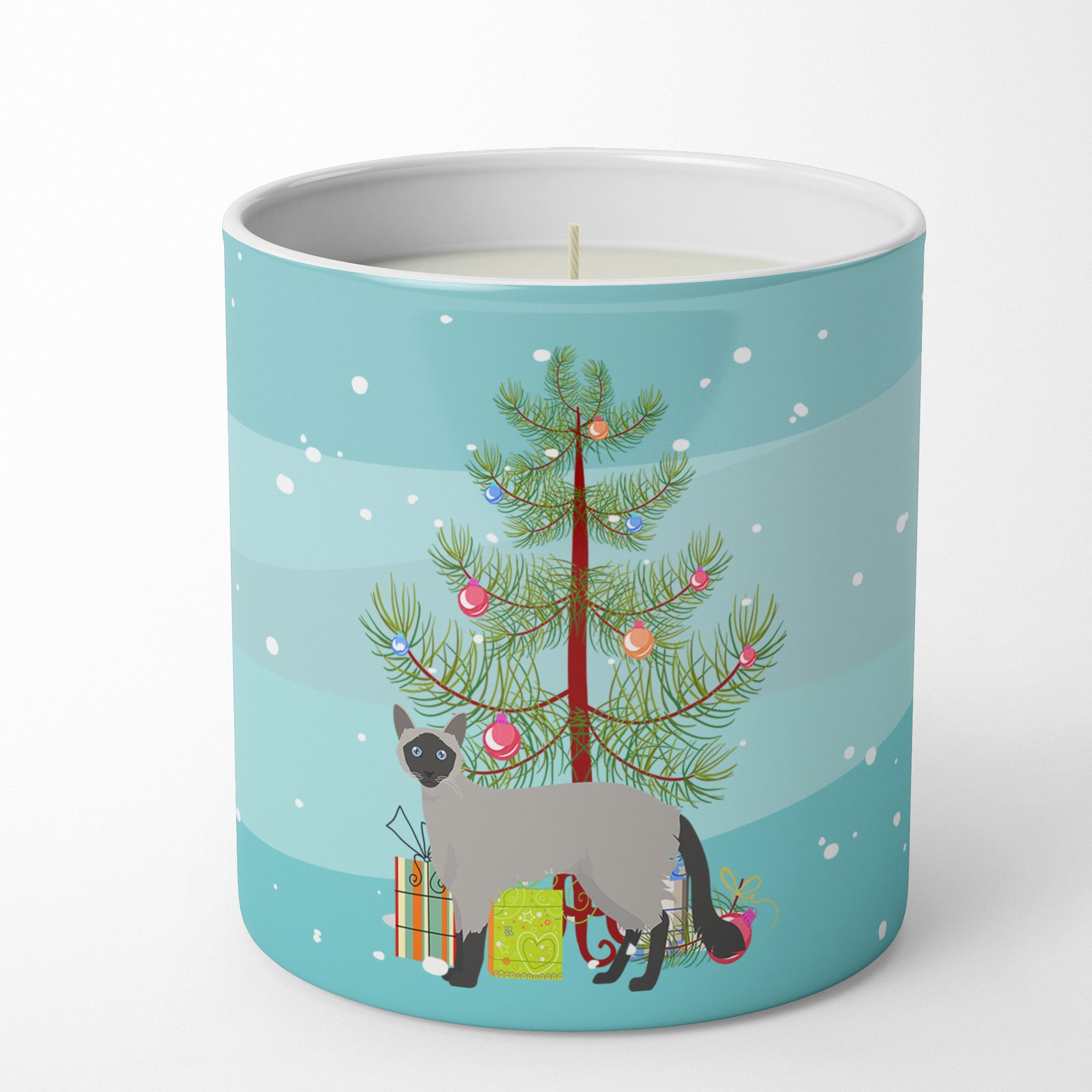 Balinese Cat Christmas Decorative Soy Candle Nature Soy Wax Essential Oil Home Decor Ideal for Bedroom Kitchen Bath Office Gift, 10 oz