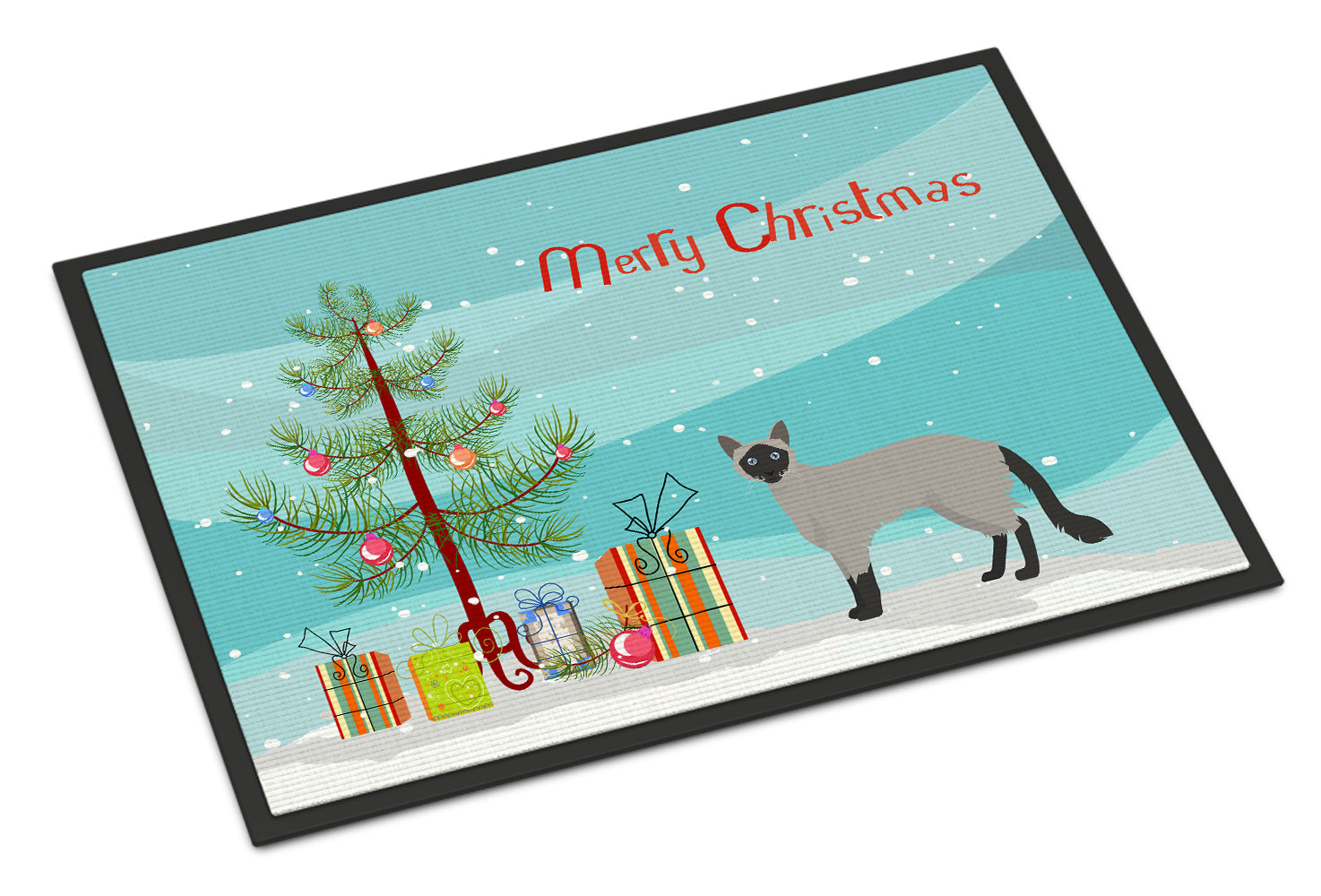 Balinese Cat Christmas Doormat Indoor Outdoor 24H X 36W Front Door Mat Rugs for Entryway, Non Slip Washable Low Pile,