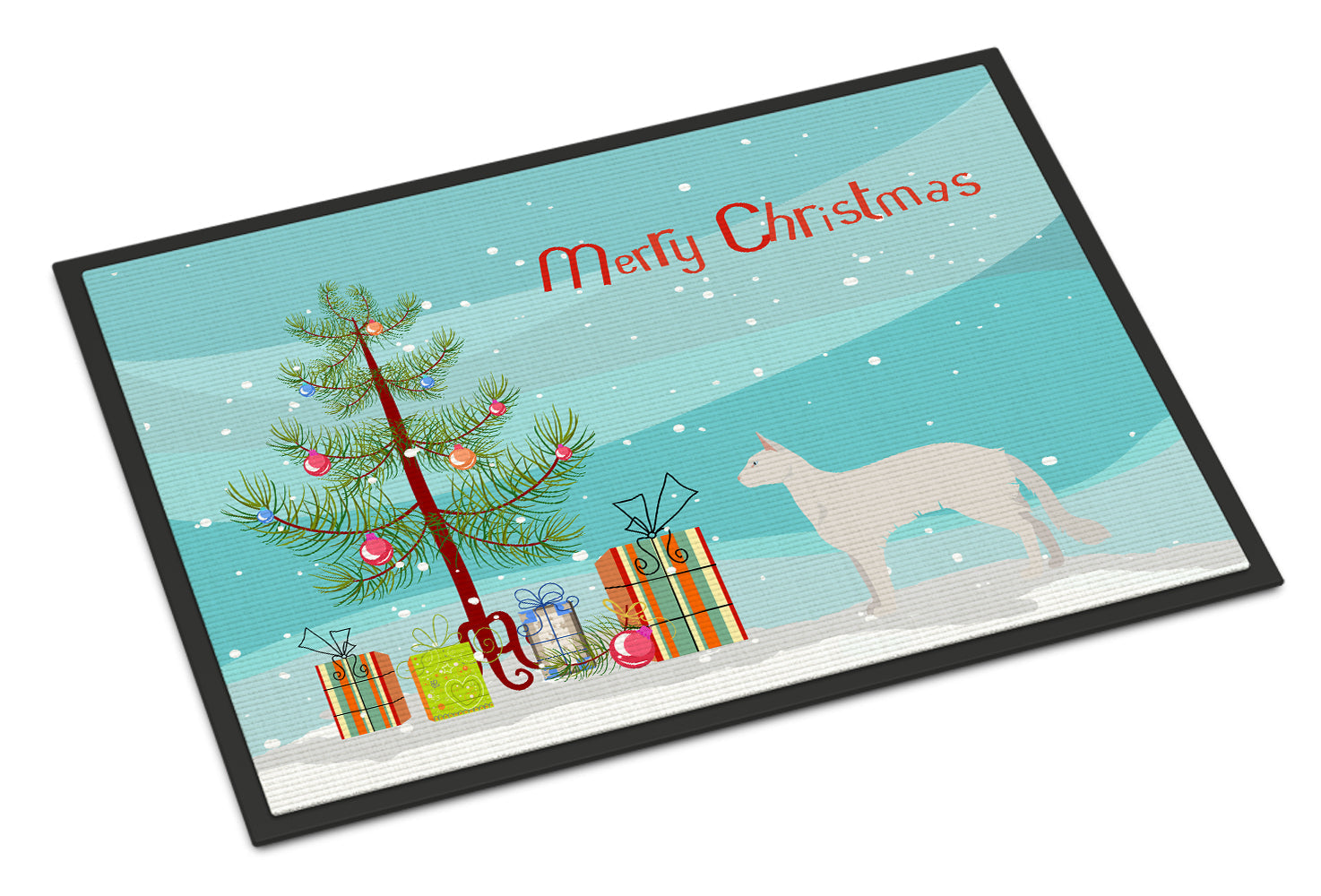 Balinese Cat Christmas Doormat Indoor Outdoor 18H X 27W Front Door Mat Rugs for Entryway, Non Slip Washable