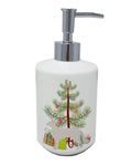 Balinese Cat Christmas Ceramic Soap Dispenser , Empty Refillable Hand Soap Pump Bottle for Bathroom Kitchen