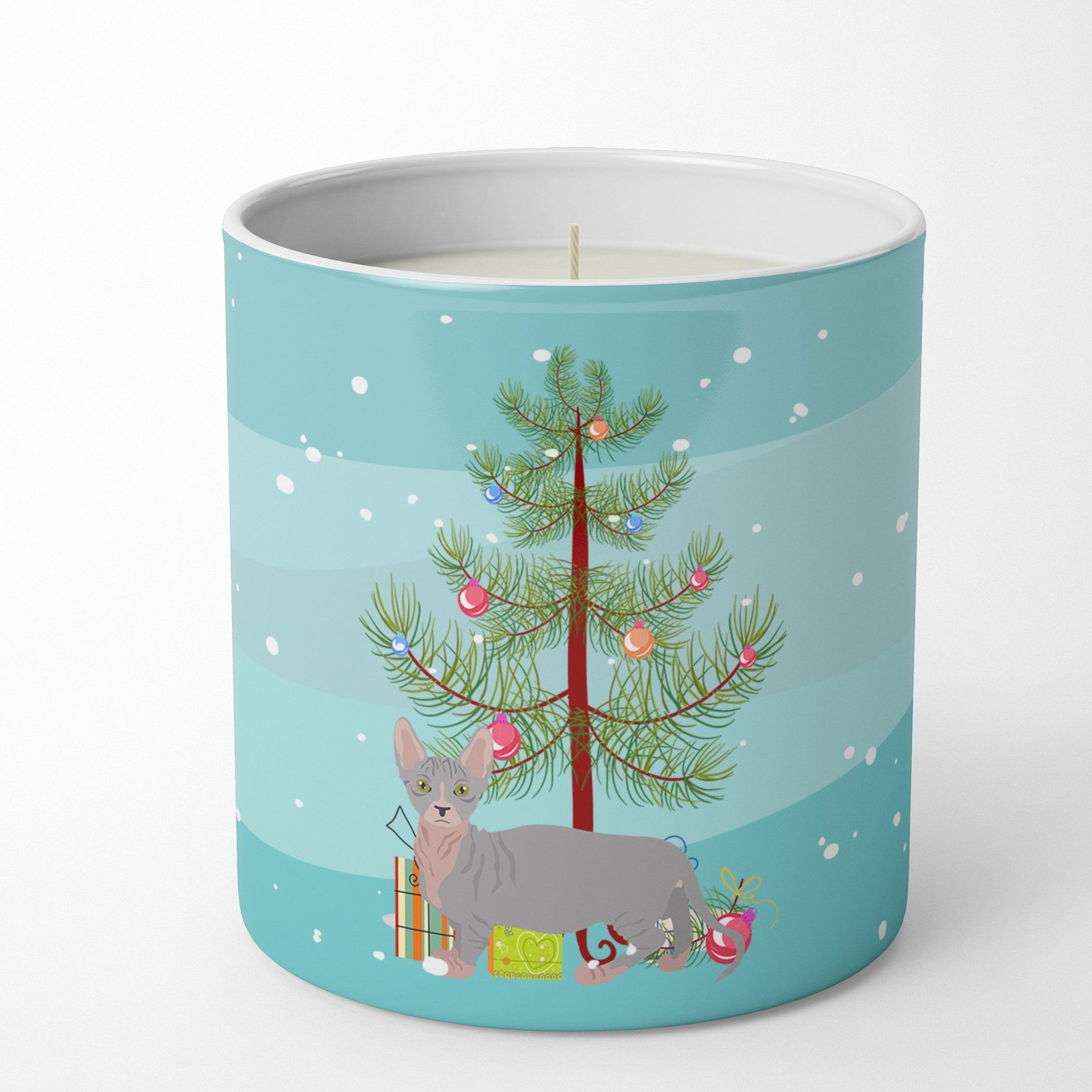 Bambino Cat Christmas Decorative Soy Candle Nature Soy Wax Essential Oil Home Decor Ideal for Bedroom Kitchen Bath Office Gift, 10 oz