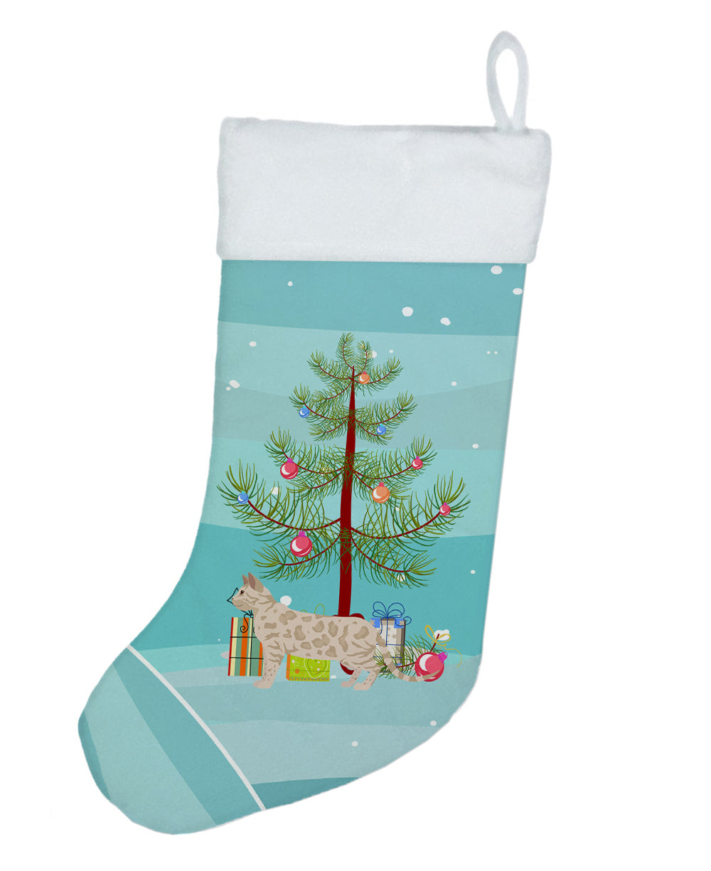 Bengal Cat Christmas Holiday Stocking Double-Sided Print, Polyester Suede,11x18, Made in USA