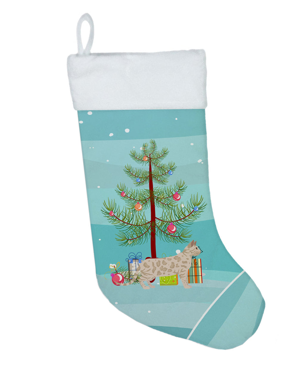 Bengal Cat Christmas Holiday Stocking Double-Sided Print, Polyester Suede,11x18, Made in USA