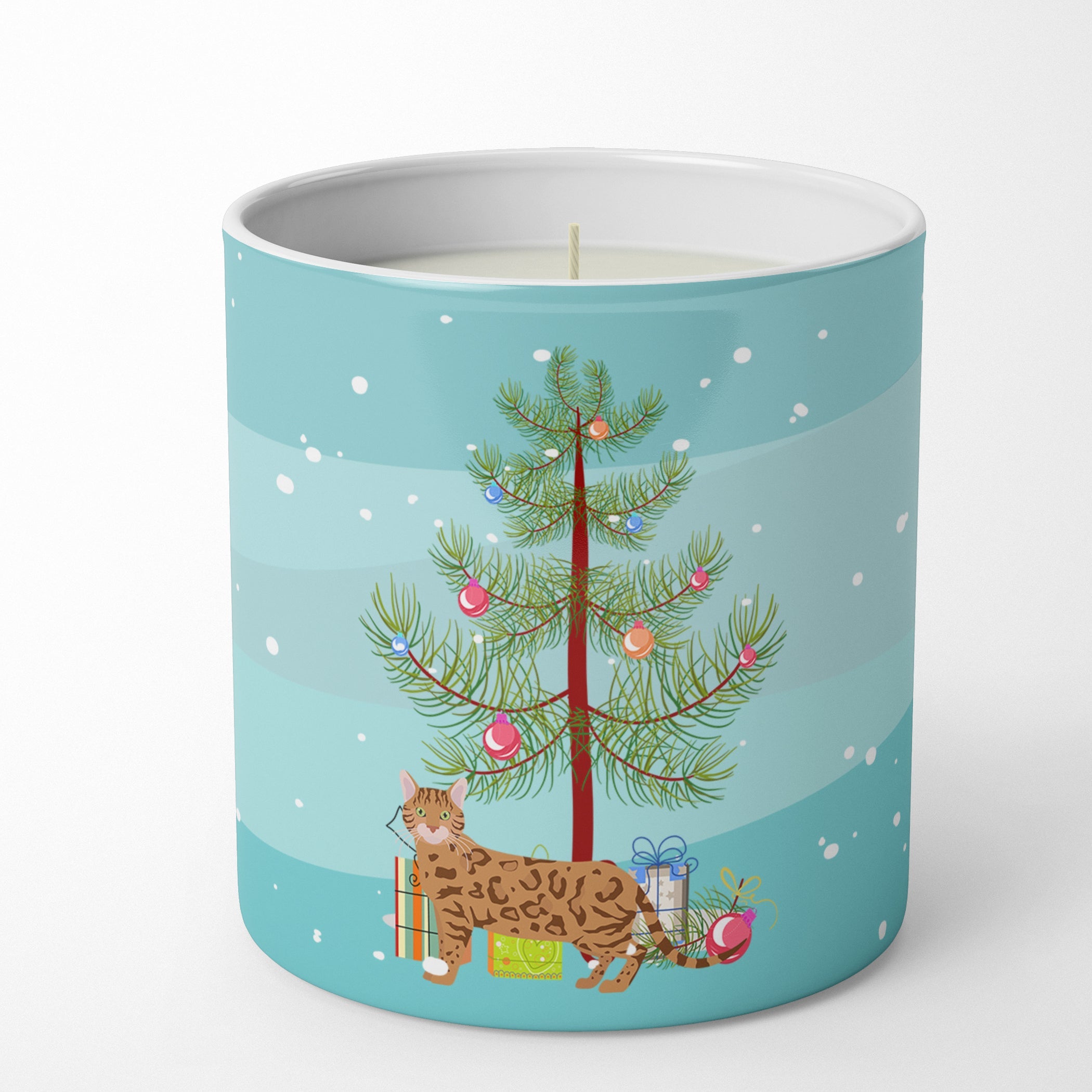 Bengal Cat Christmas Decorative Soy Candle Nature Soy Wax Essential Oil Home Decor Ideal for Bedroom Kitchen Bath Office Gift, 10 oz