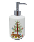 Bengal Cat Christmas Ceramic Soap Dispenser , Empty Refillable Hand Soap Pump Bottle for Bathroom Kitchen