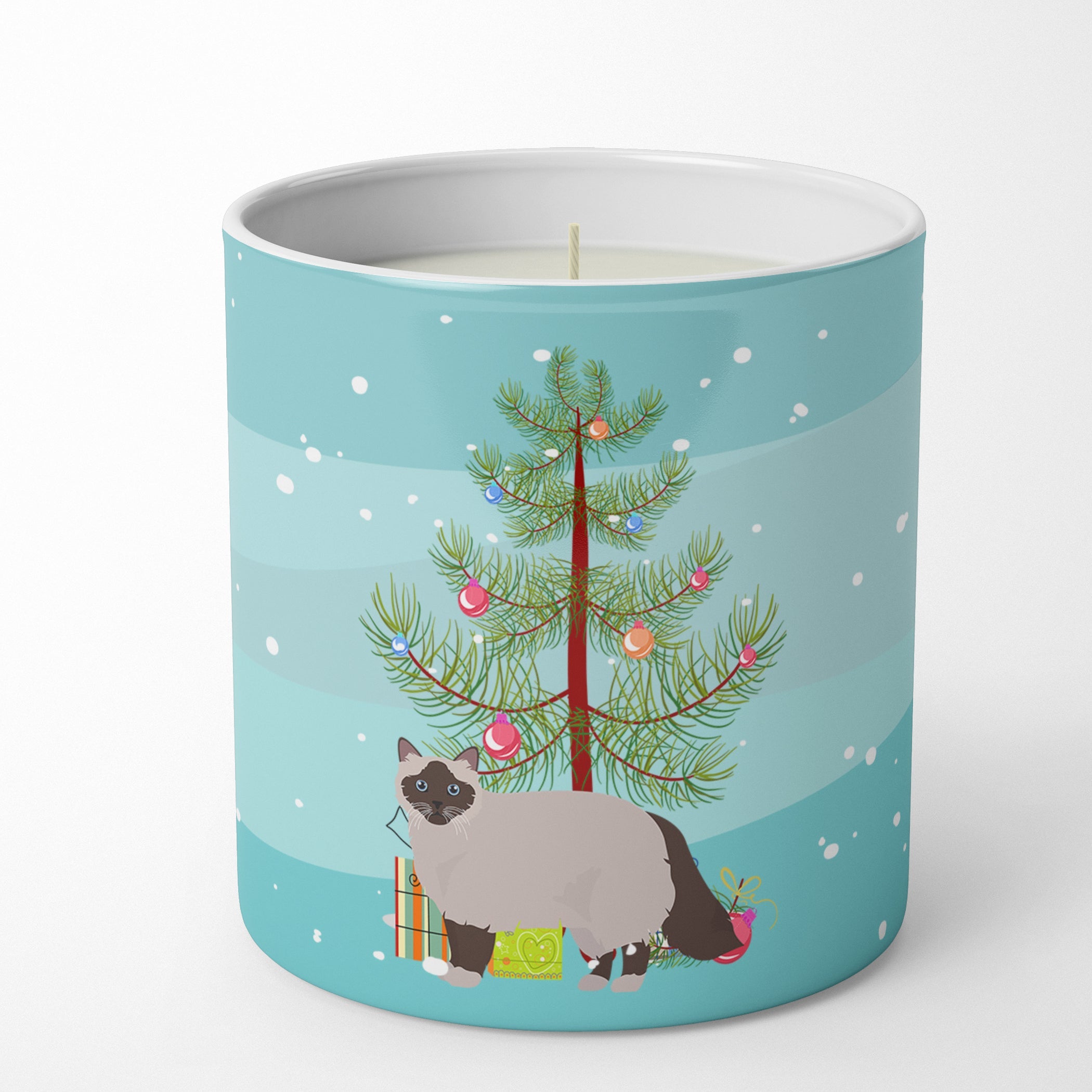 Birman Cat Christmas Decorative Soy Candle Nature Soy Wax Essential Oil Home Decor Ideal for Bedroom Kitchen Bath Office Gift, 10 oz